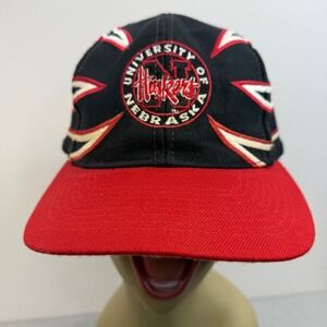 Vintage Nebraska Huskers Snapback Hat Drew Pearson Claw Black Red 90s Rare